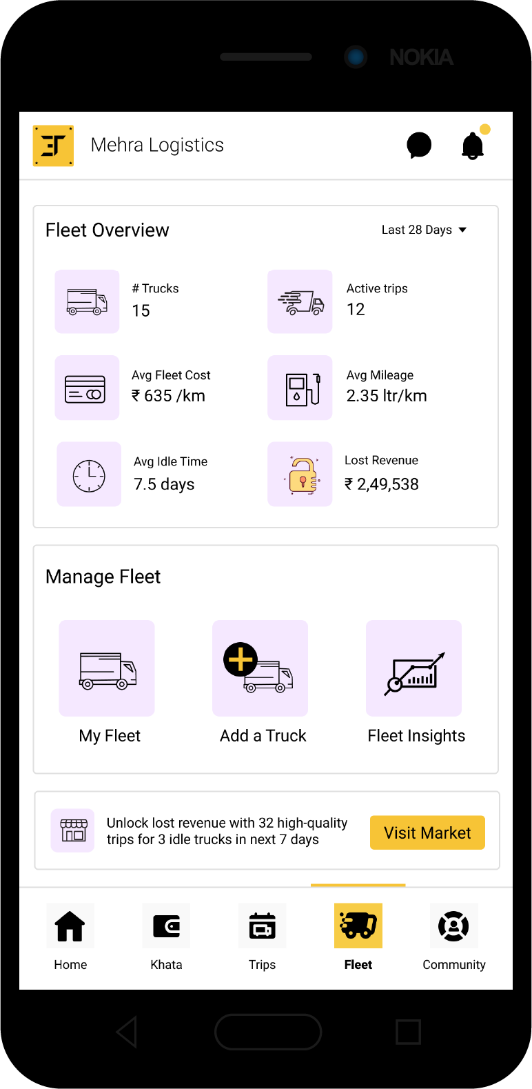 Egal Club Mobile App Mockup for Fleet Management